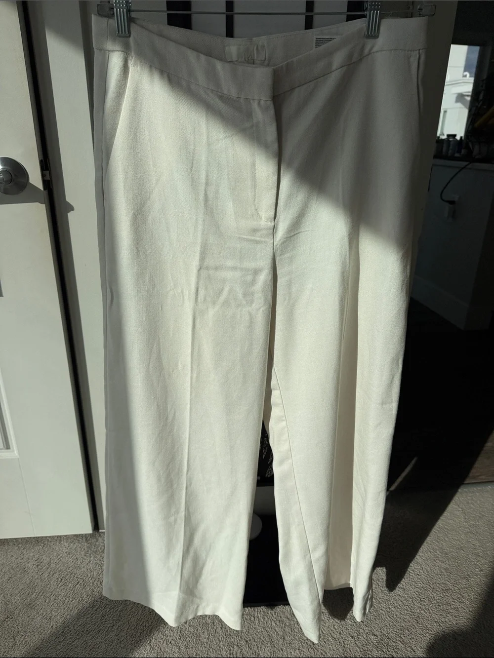 H&M Wide-Leg linen Pants in Off-White